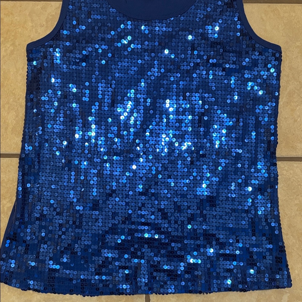 Denim 24/7 Sparkling Blue Sequin Tank Top - Picture 2 of 4